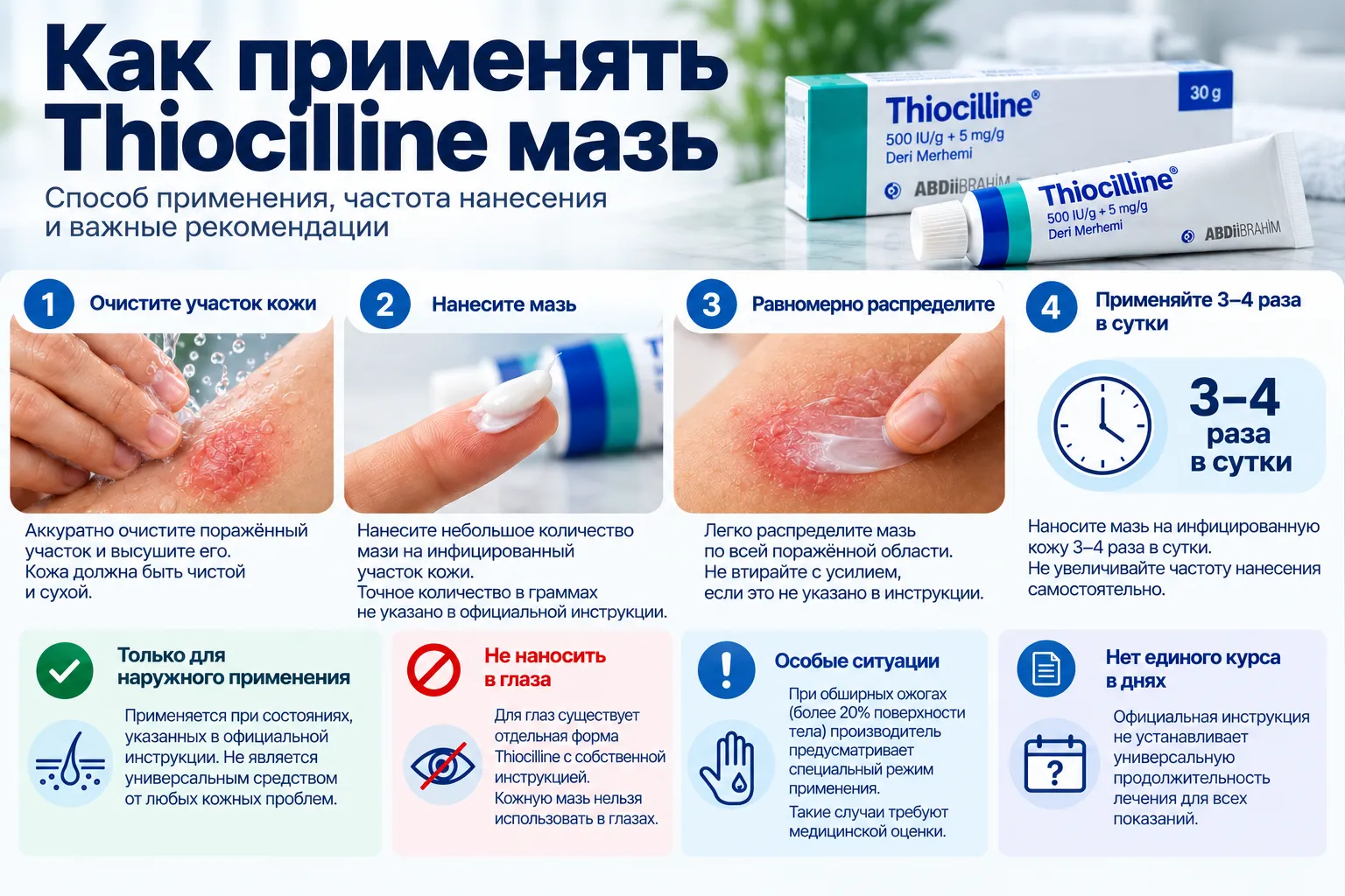 Як застосовувати шкірну мазь Thiocilline 500 IU/g + 5 mg/g